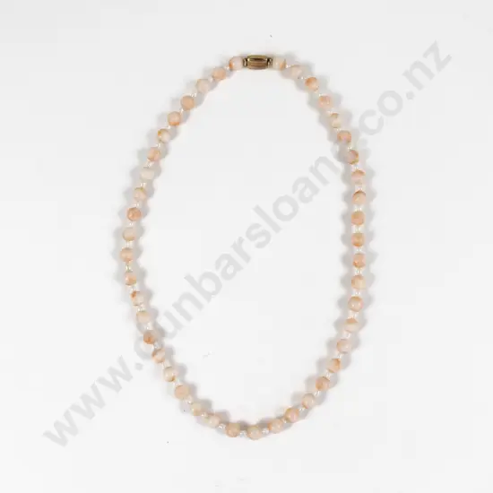 Single Strand Uniform Pink Coral and Pearl Necklace