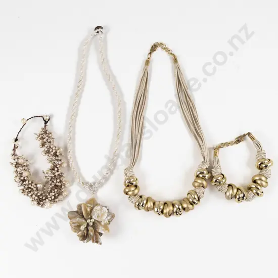 Fresh Water Pearl Chocker Necklace with Two Other Necklaces and Bracelet