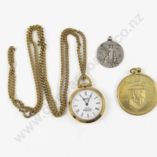 Vintage Camy des Vignerons Pocket Watch with Two Medallions
