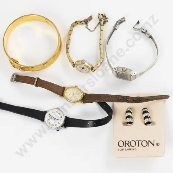 Collection of Wrist Watches with 18ct Rolled Gold Hinged Snap BanglE