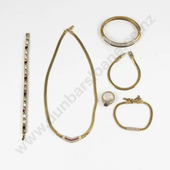 Collection of Gold Plated and Rhinestone Costume Jewellery