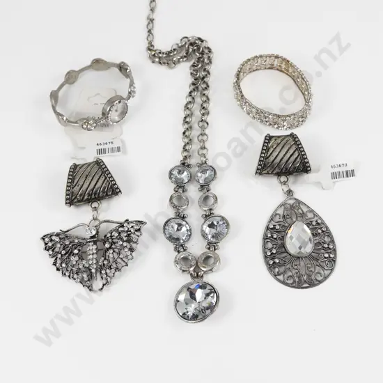 Collection of Rhinestone Costume Jewellery including Wrist Watch