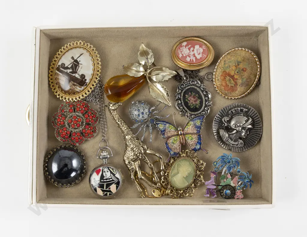 Collection of Assorted Costume Jewellery Brooches and Pendants Image 1++