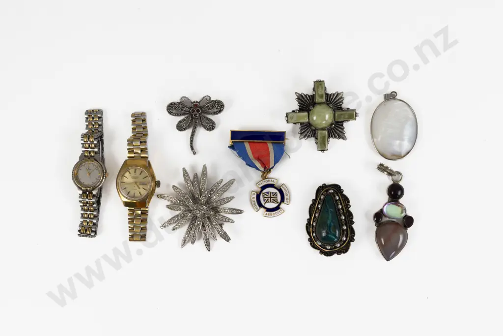 Collection of Assorted Costume Jewellery incl Wrist Watches and Badge Image 1++