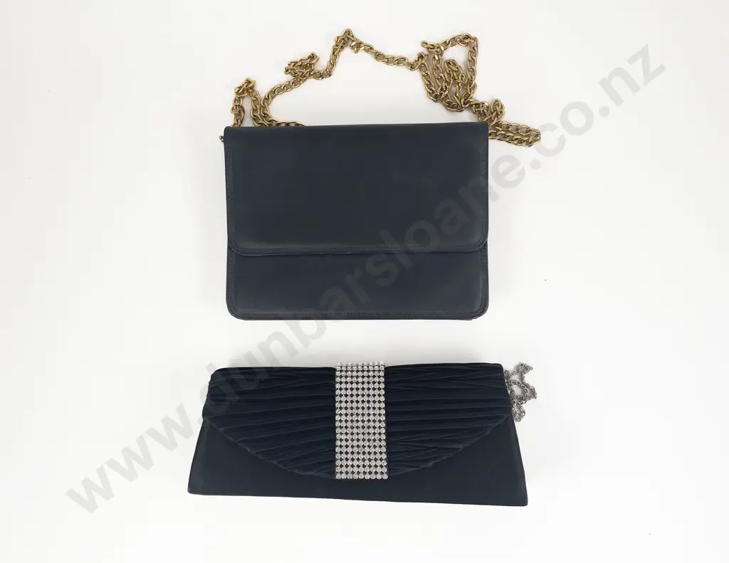 Blue Leather Handbag with Evening Bag Image 1++
