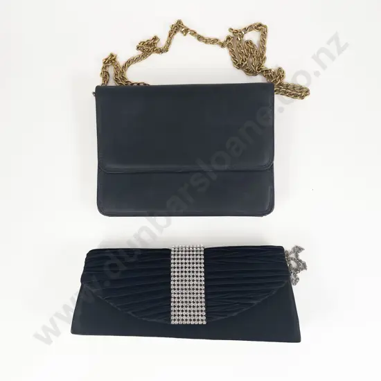 Blue Leather Handbag with Evening Bag