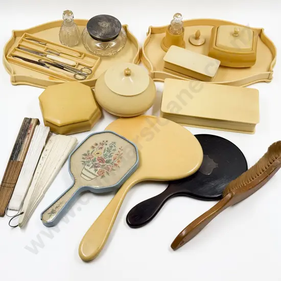 Collection of 1930's Casein Bakelite Dressing Table Gear