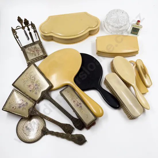 Collection of 1930's Casein Bakelite Dressing Table Gear