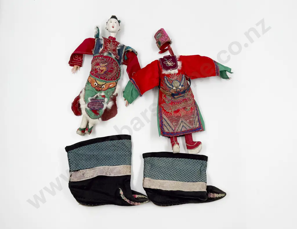 Pair Qing Dynasty (1644–1912) Late C19th Silk Embroidered Soft Lotus Boots Image 1++