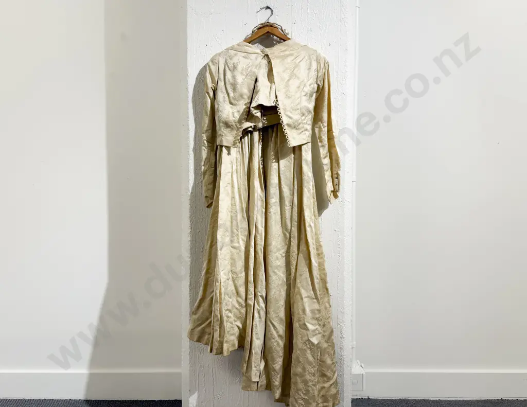 Post War Brocade Strapless Wedding Gown/Ball Gown with Jacket Image 1++