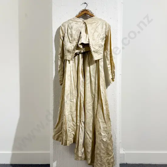 Post War Brocade Strapless Wedding Gown/Ball Gown with Jacket