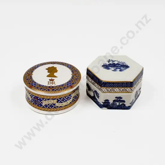 RD "Real Old Willow" Hexagonal Trinket Box with Royal Comm. Trinket Box