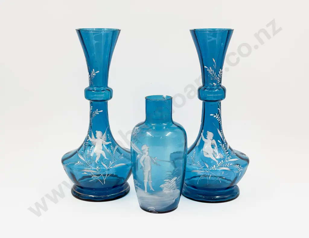 Three of Mary Gregory Glass Vases (faults) Image 1++