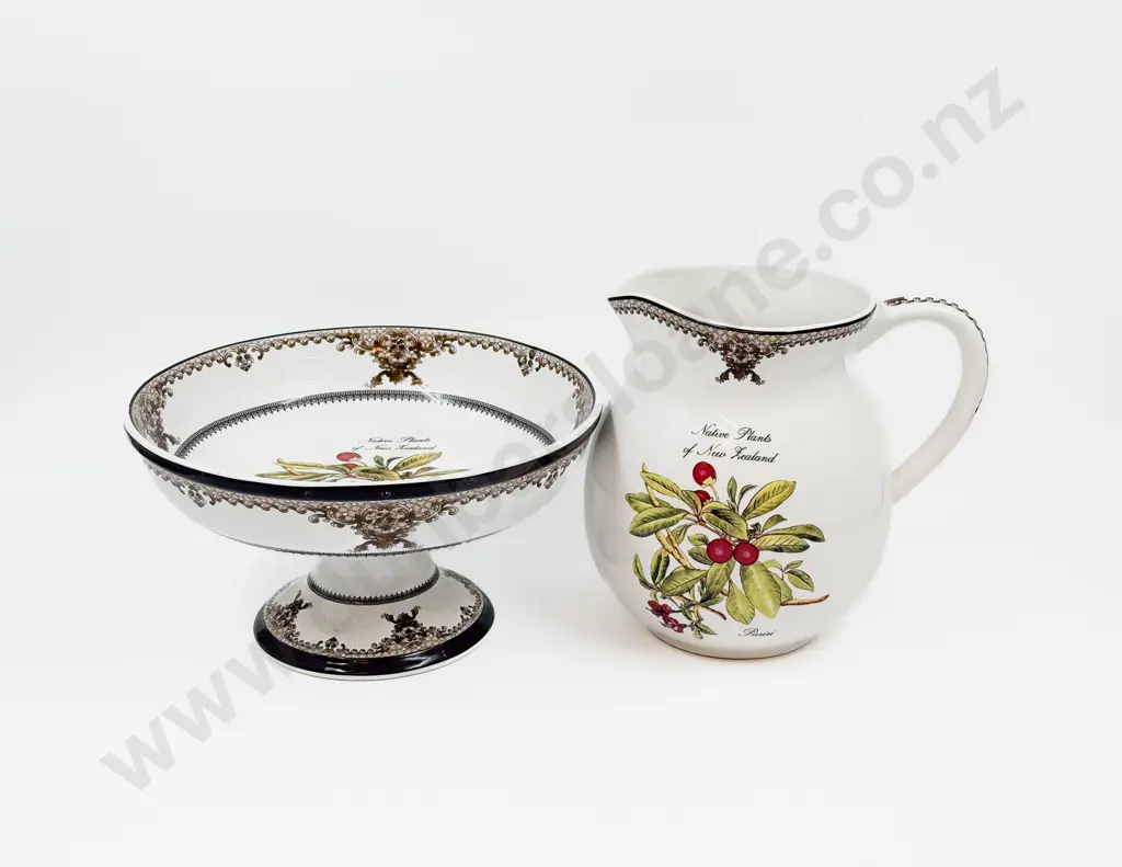 Haven Home Collections Pedestal Fruit Bowl and Jug Image 1++