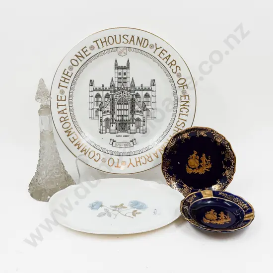 Aynsley Comm Plate & Assorted China together with Glass Scent Bottles (Faults)