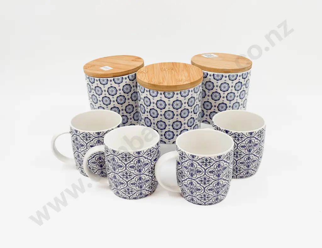 Qty of Modern Crockery Including Set of Three Storage Jars Image 1++