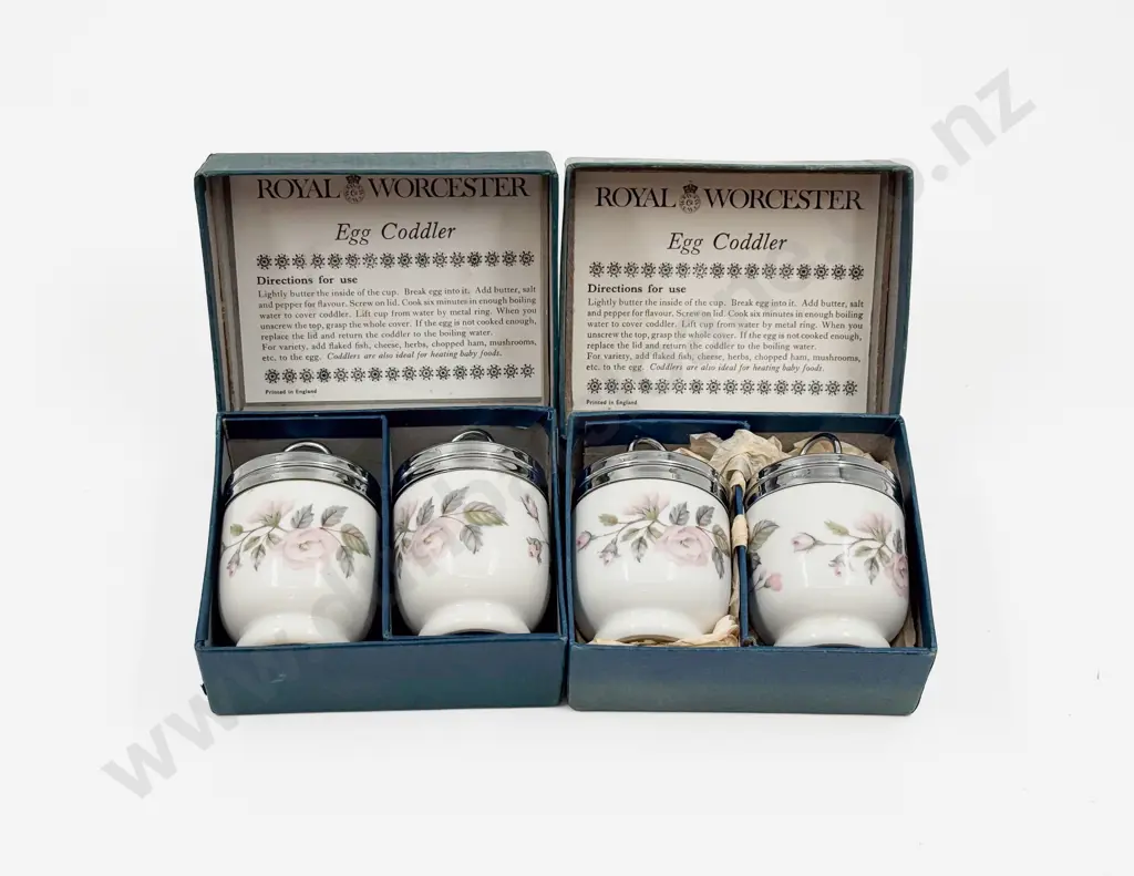 Two Boxed Pairs of Royal Worcester Egg Coddlers Image 1++