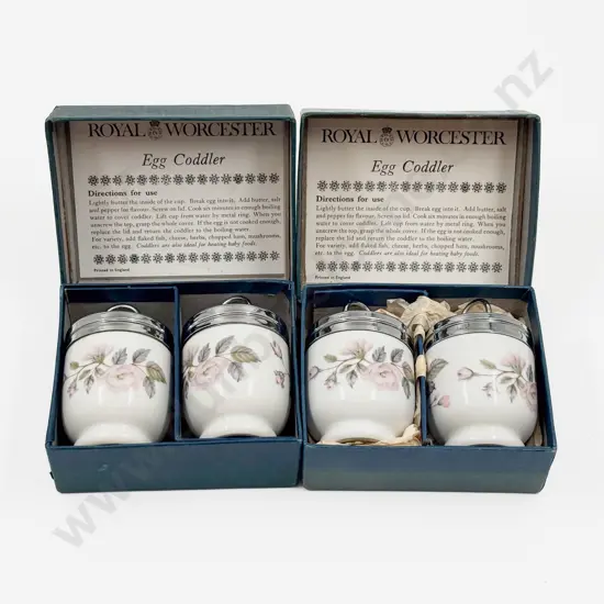Two Boxed Pairs of Royal Worcester Egg Coddlers