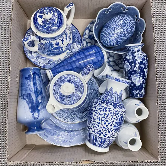 Qty of Assorted Blue and White China