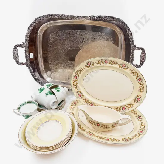 Double Handled S/P Tray with Assorted China