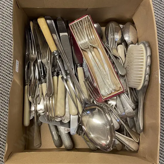 Qty of Assorted S/P Cutlery including Bone Handled