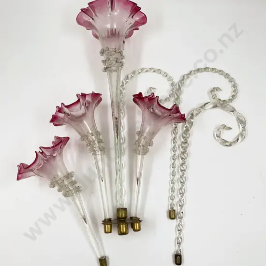 Victorian Cranberry Glass Epergne