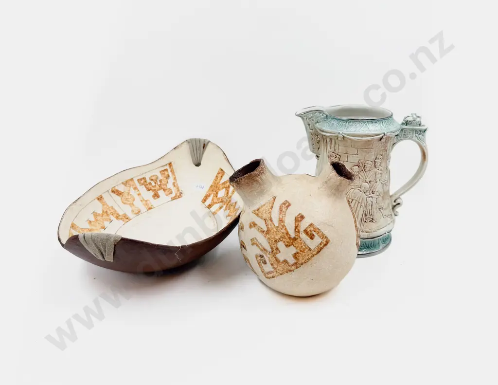 Decorative Papier Mache Bowl & Vase together with Comm. Jug Image 1++