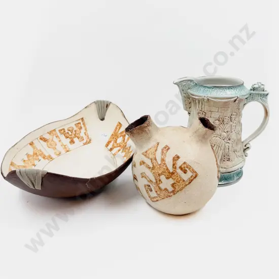 Decorative Papier Mache Bowl & Vase together with Comm. Jug