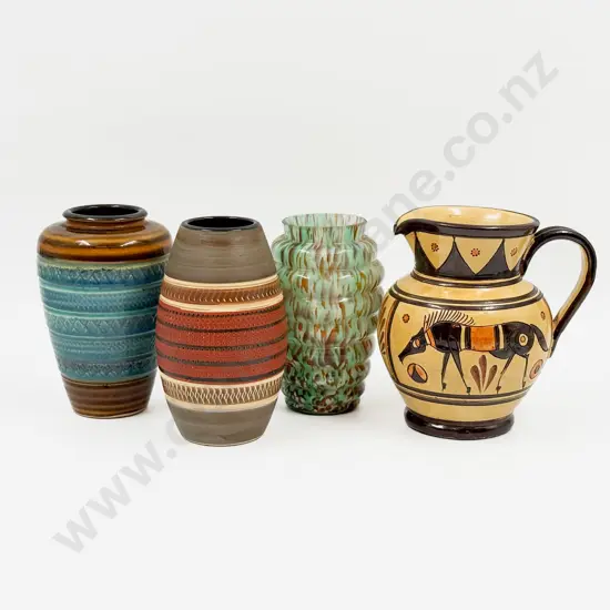 West German Pottery Vase With other Jug and Two Vases