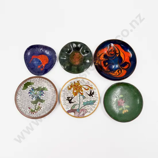 Delware Enamel Dish with other Enamel and Cloisonne Dishes