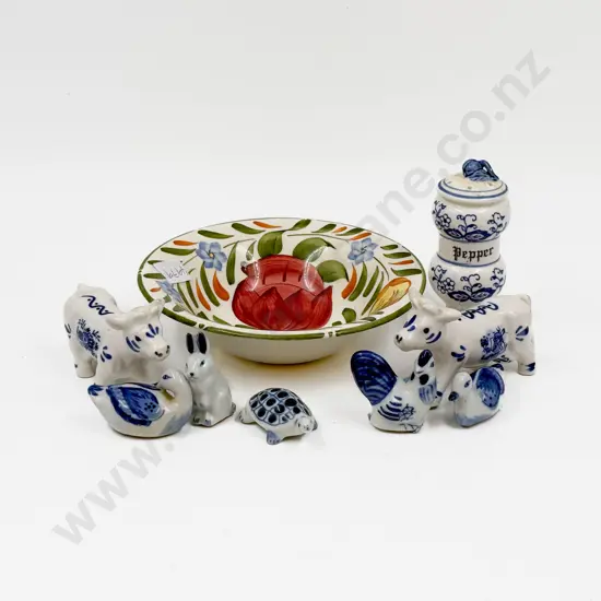 Qty of Assorted Delft Ornaments and Novelty Salt and Peppers etc