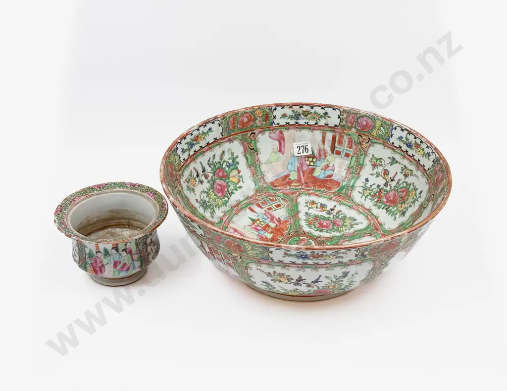 Large Chinese Famille Table Bowl and Small Planter (faults to planter) Image 1++