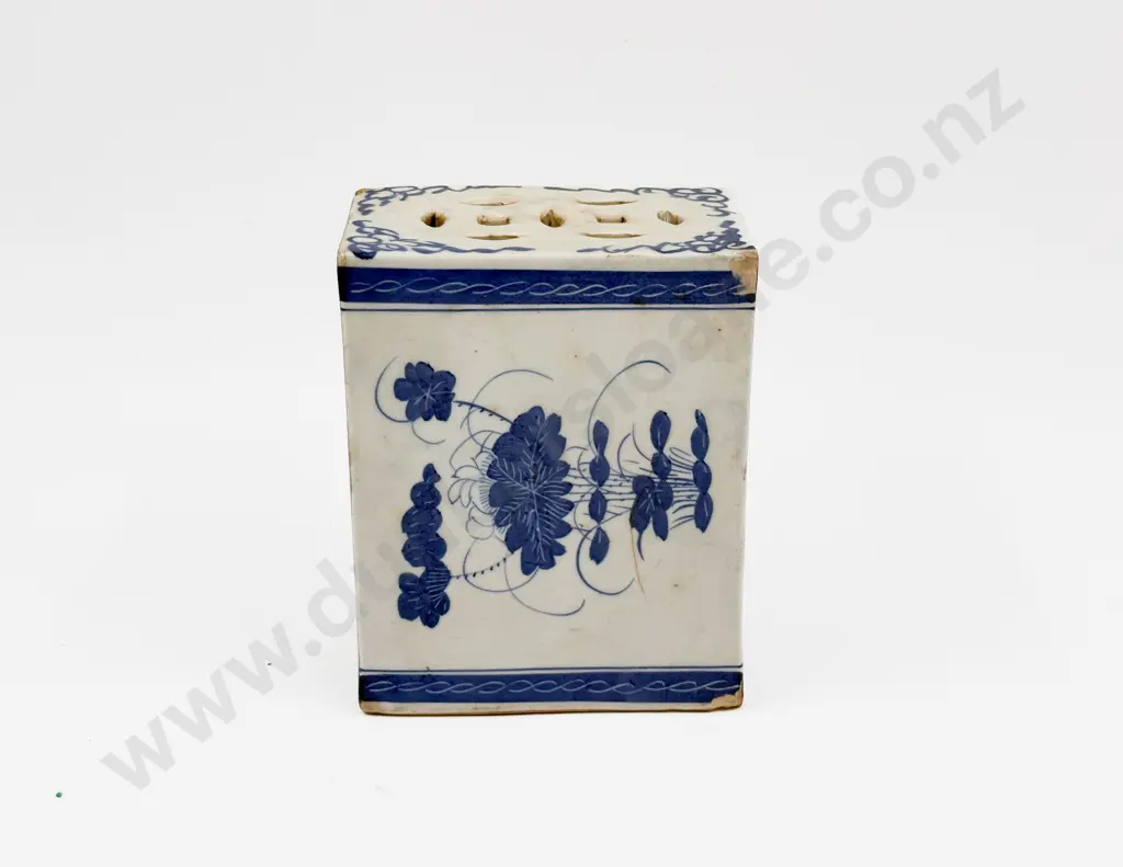 C19th Chinese Blue and White Porcelain Pillow (faults) Image 1++