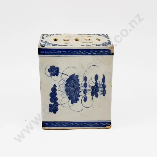 C19th Chinese Blue and White Porcelain Pillow (faults)