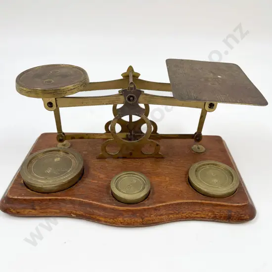 Brass Postal Scales and Three Weights
