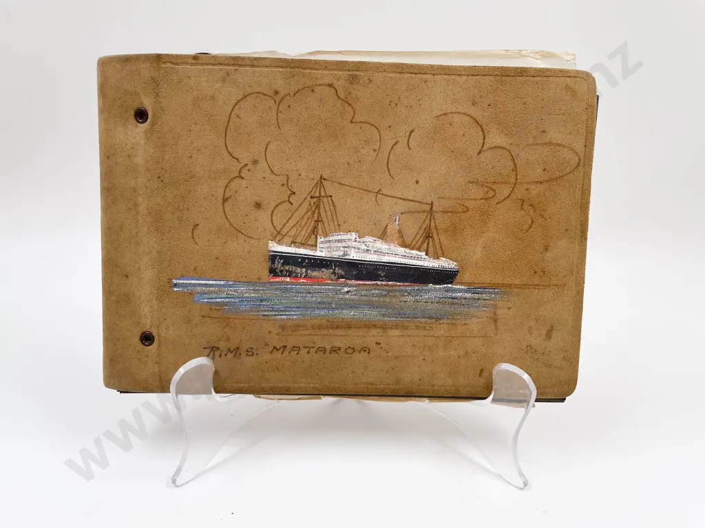 Vintage Handpainted Scrap Book "R.M.S Mataroa" Image 1++