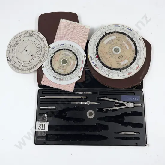 Vintage Flight Computer together with Compass Set (Incomplete)