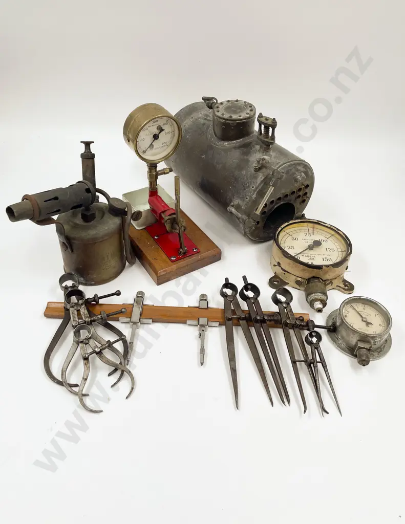 Vintage Steam Engine with Assorted Gauges and Compasses Etc Image 1++