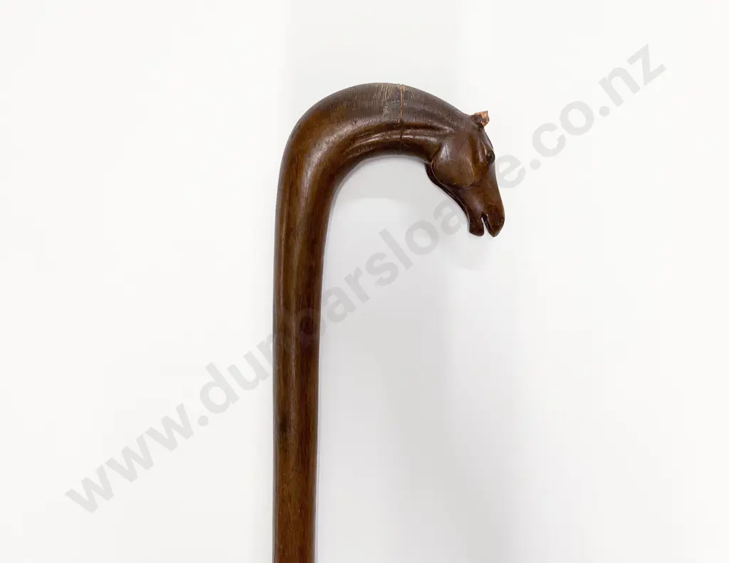 Vintage Carved Horse Head Walking Stick (faults) Image 1++