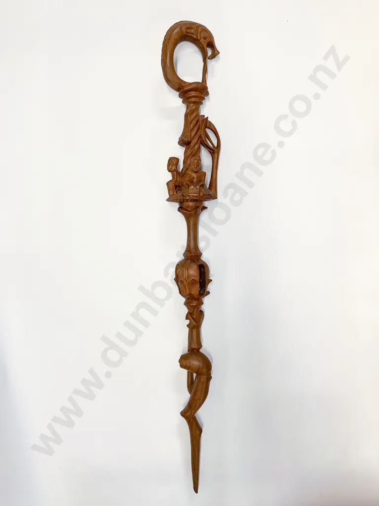 Vintage Hardwood Carved Chieftain Walking Stick Image 1++