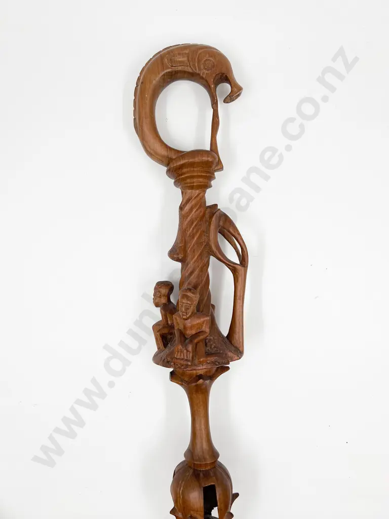 Vintage Hardwood Carved Chieftain Walking Stick Image 1++