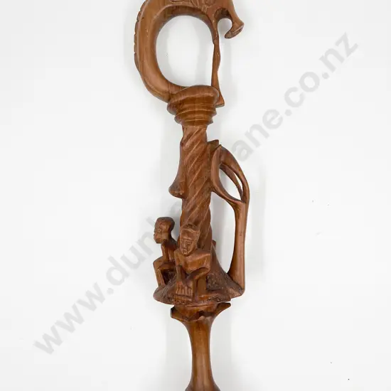Vintage Hardwood Carved Chieftain Walking Stick