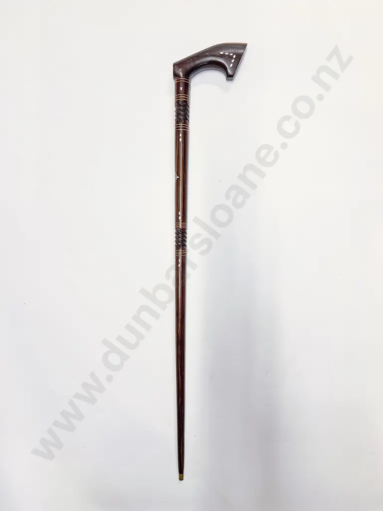 Pacific Island Rosewood Inlaid Walking Stick Image 1++