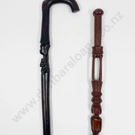 Two African Carved Walking Sticks