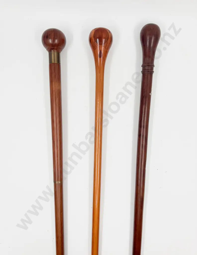Three Finely Turned Walking Sticks Image 1++