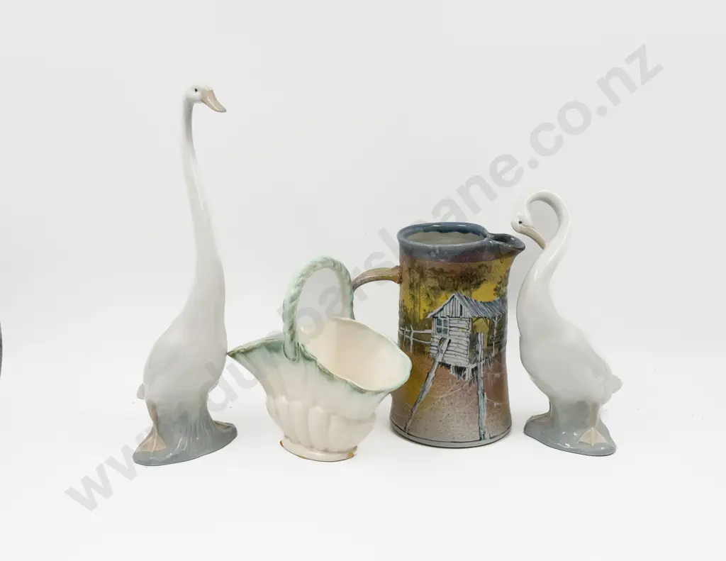R Bagshaw Pottery Jug With Two Nao Swans & Other Image 1++