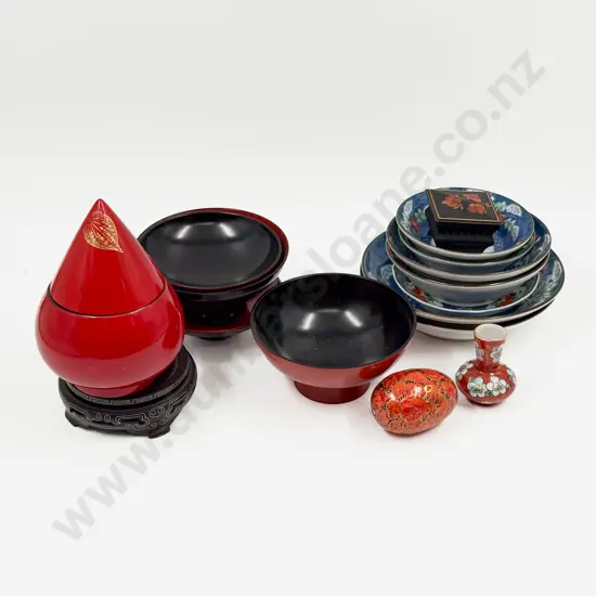 Small Quantity of Assorted China & Lacquer Servingware