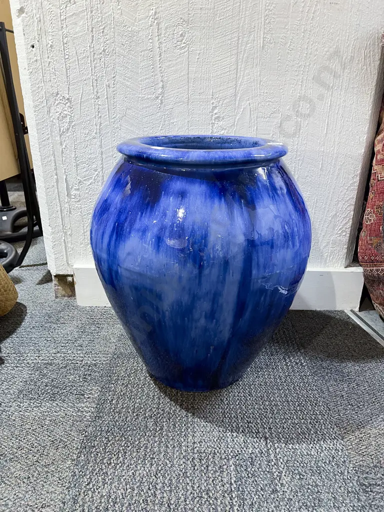 Large Blue Glazed Garden Pot Image 1++