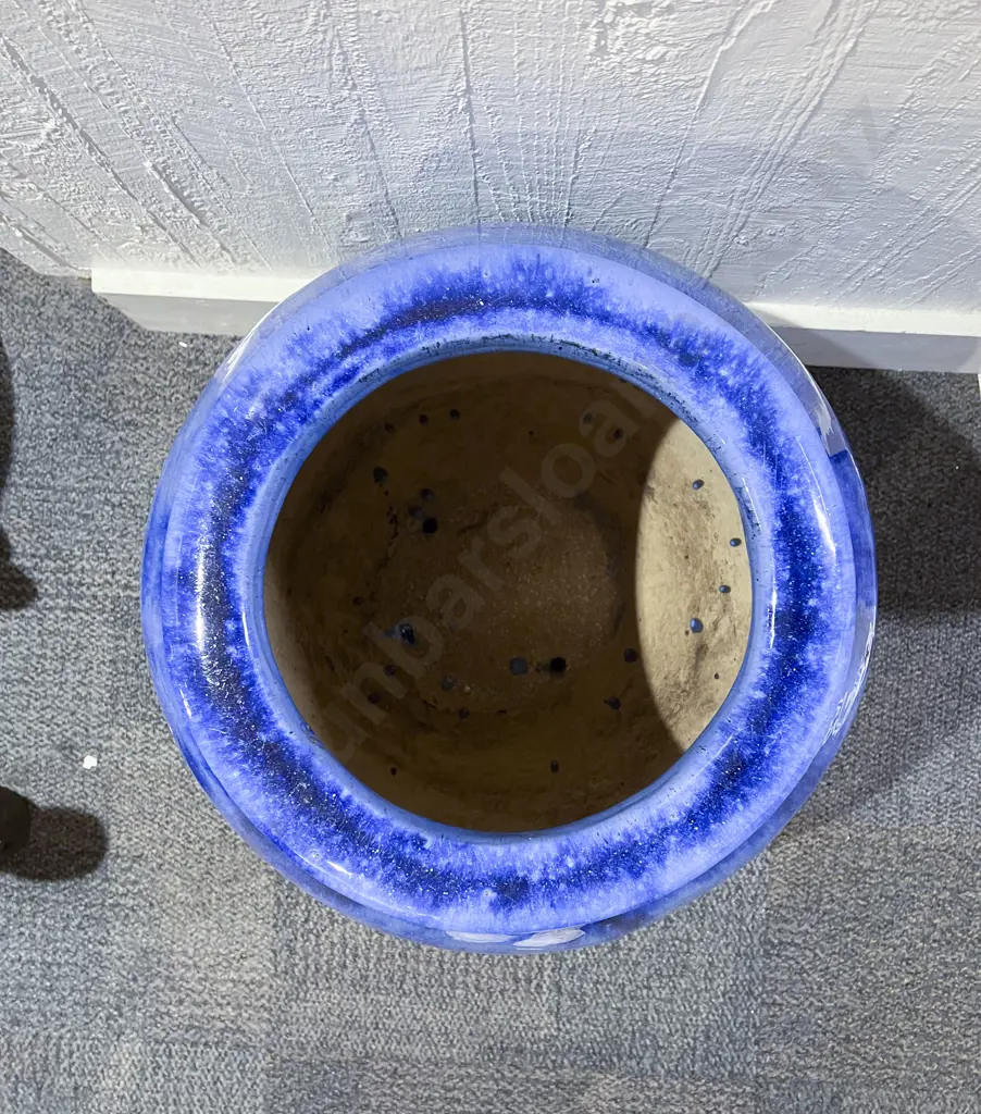 Large Blue Glazed Garden Pot Image 1++