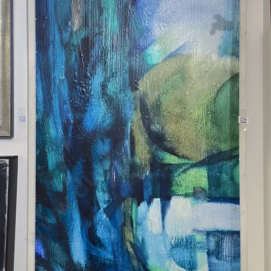 Julia van Helden - Hills Water Bush I - Oil on Board